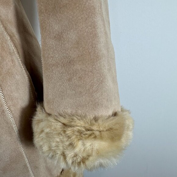 Vintage Y2K 90s Guess Faux Suede & Sherpa Penny Lane Long Coat Size XS - Picture 5 of 16